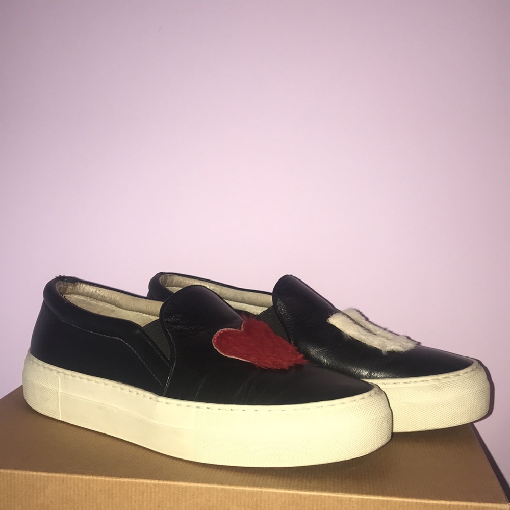 Joshua Sanders “Luv U” Leather Slip-On Sneakers